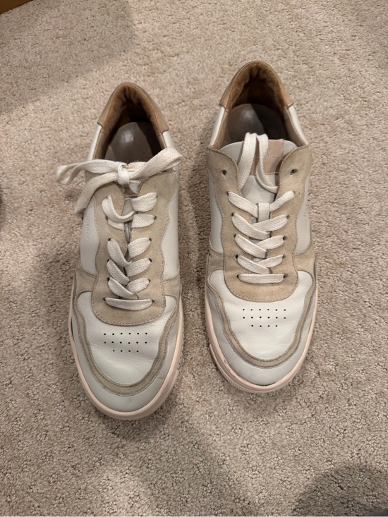 Bobbies Shoes - Bobbie’s “Scott” Neutral Beige & White Casual Sneakers - EU 39/US 8